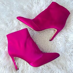 Sam Edelman Fuchsia Pink Satin Ankle Booties Size 8